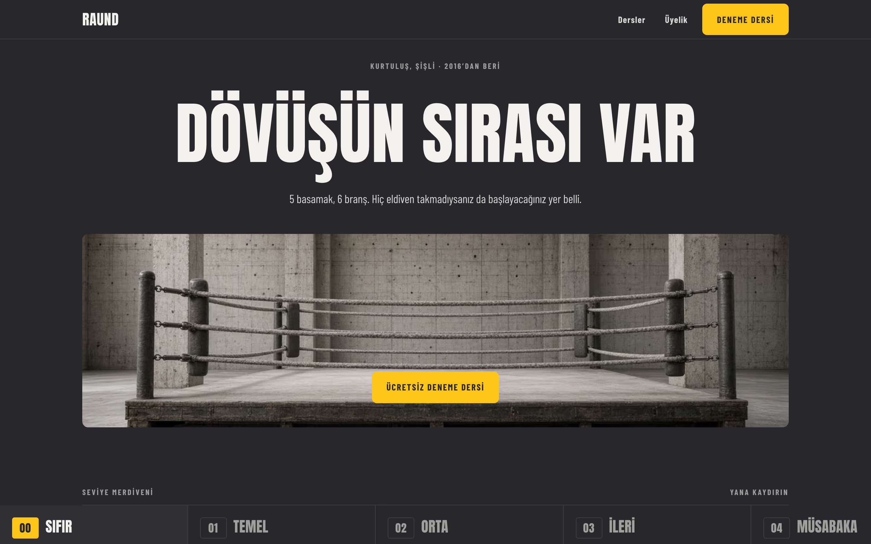Dövüş Salonu — Raund Dövüş Kulübü şablonunun ekran görüntüsü