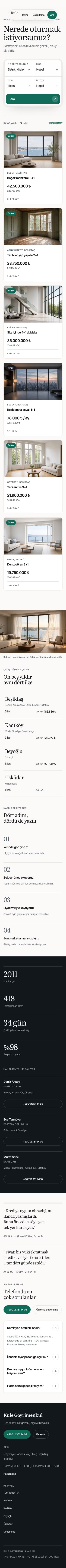 Emlak — Kule Gayrimenkul şablonunun telefon görünümü