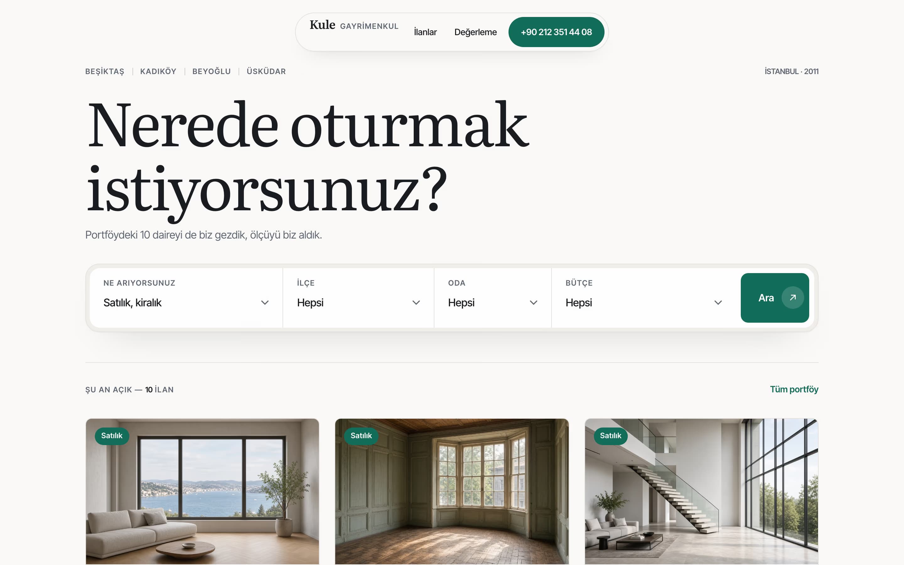 Emlak — Kule Gayrimenkul şablonunun ekran görüntüsü
