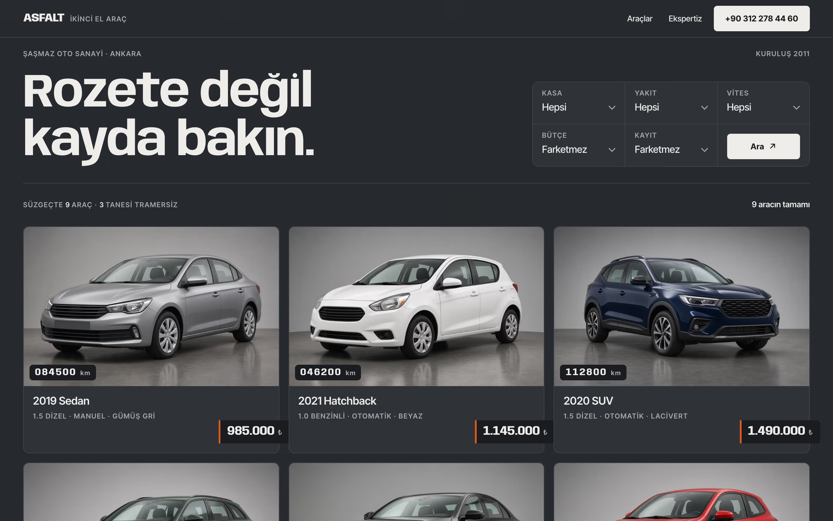 Galeri — Asfalt Oto Galeri şablonunun ekran görüntüsü