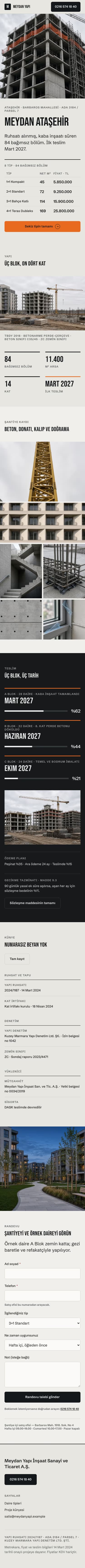 İnşaat — Meydan Yapı şablonunun telefon görünümü