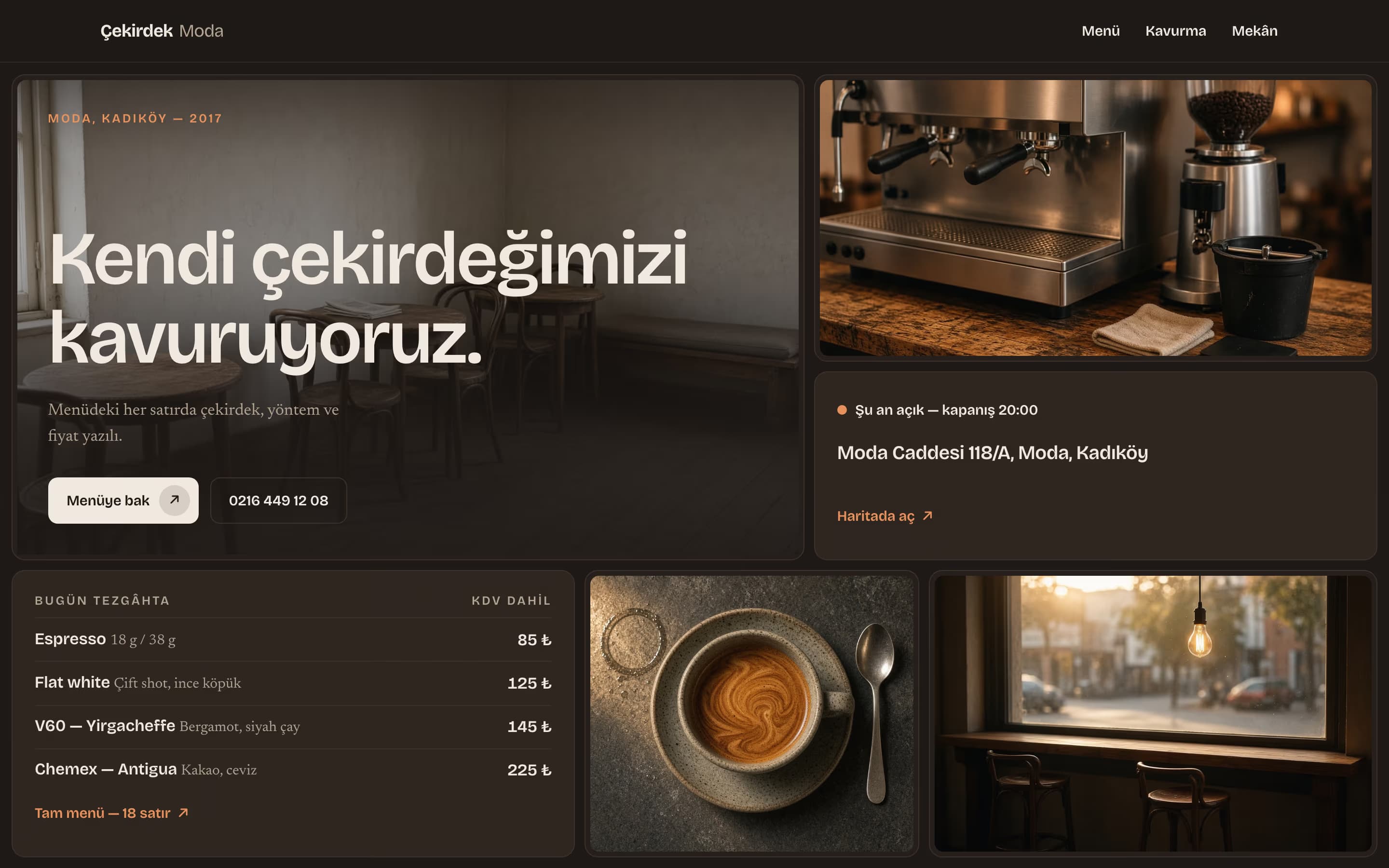 Kafe — Çekirdek Moda şablonunun ekran görüntüsü