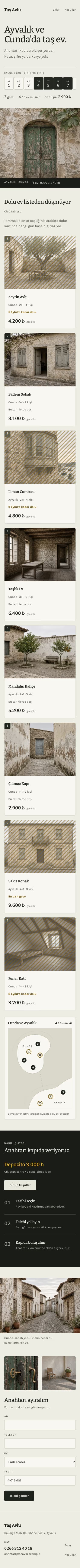 Kiralık — Taş Avlu şablonunun telefon görünümü