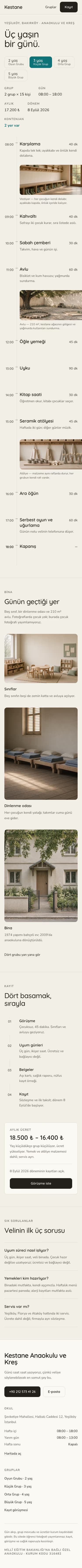 Anaokulu — Kestane Anaokulu ve Kreş şablonunun telefon görünümü