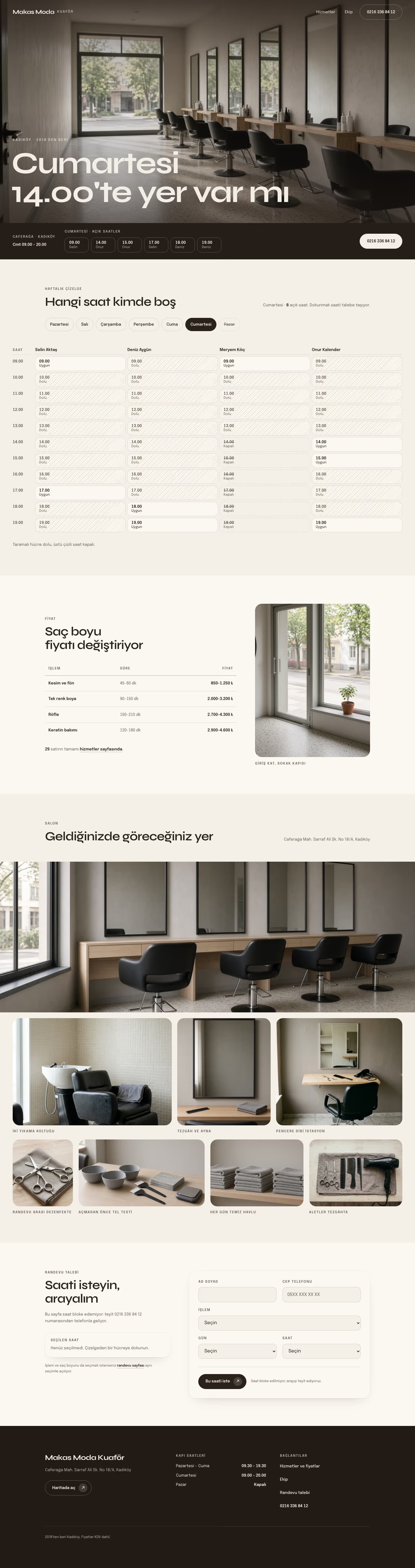 Kuaför — Makas Moda — Anasayfa sayfasının ekran görüntüsü