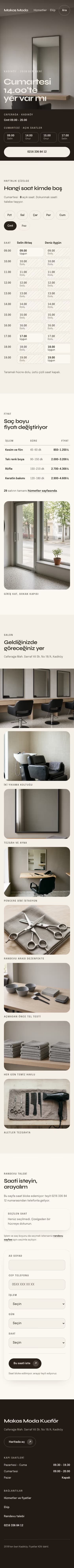 Kuaför — Makas Moda şablonunun telefon görünümü