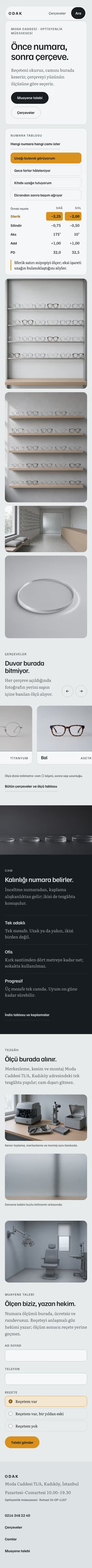 Optik — Odak Optik şablonunun telefon görünümü