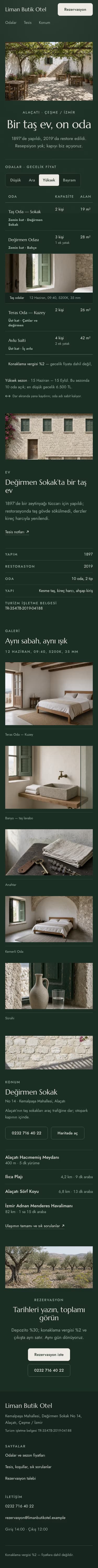 Otel — Liman Butik Otel şablonunun telefon görünümü