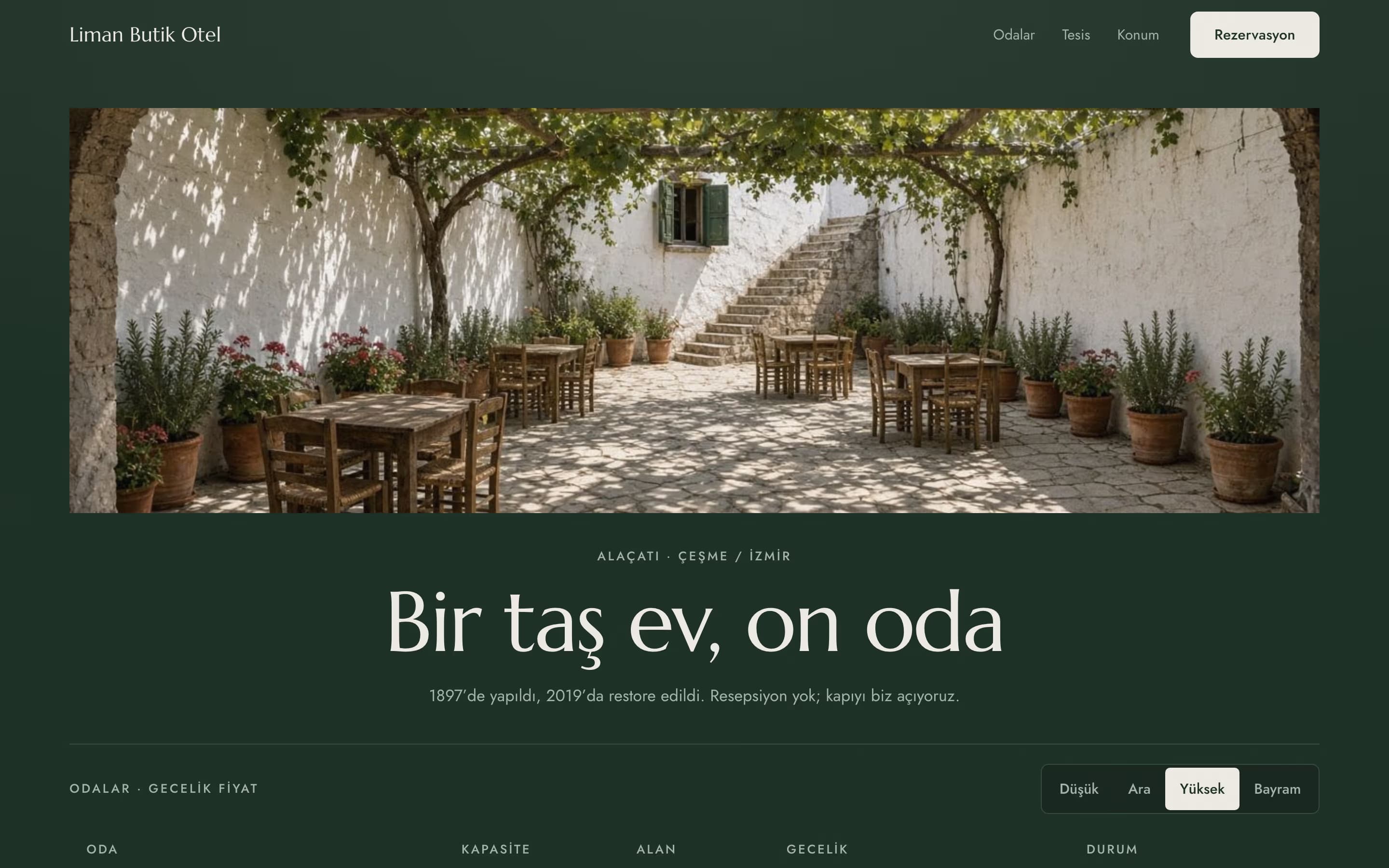 Otel — Liman Butik Otel şablonunun ekran görüntüsü