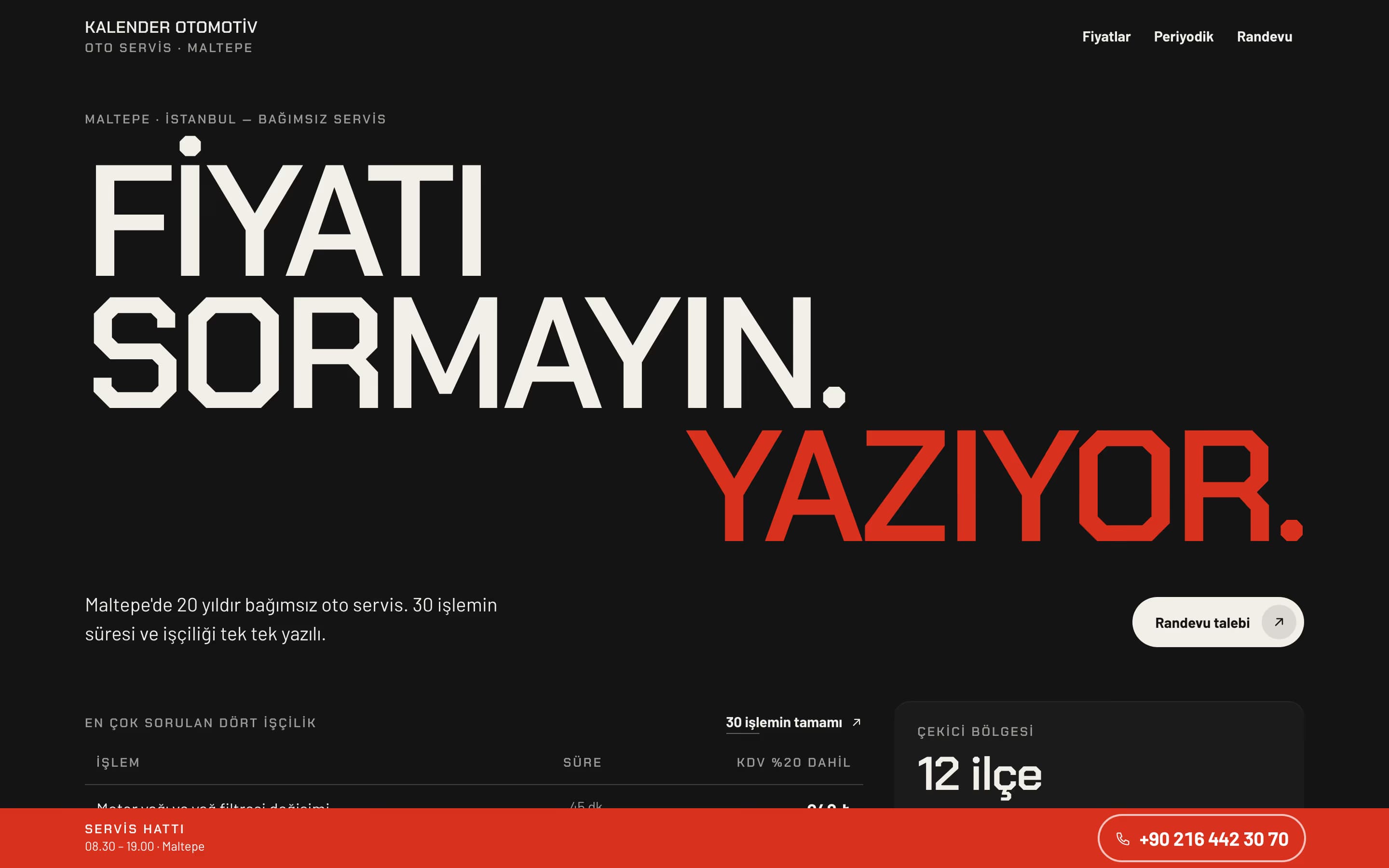 Oto Servis — Kalender Otomotiv şablonunun ekran görüntüsü