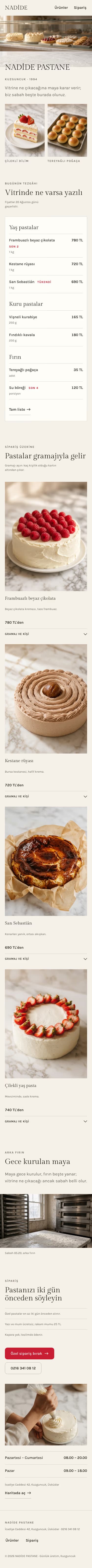 Pastane — Nadide Kuzguncuk şablonunun telefon görünümü
