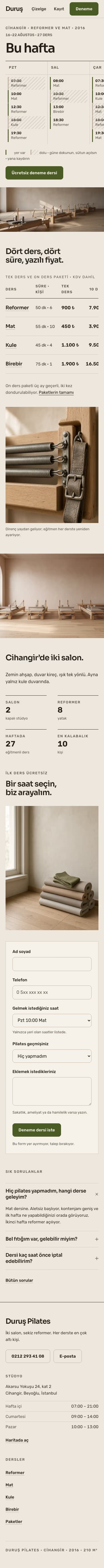 Pilates — Duruş şablonunun telefon görünümü