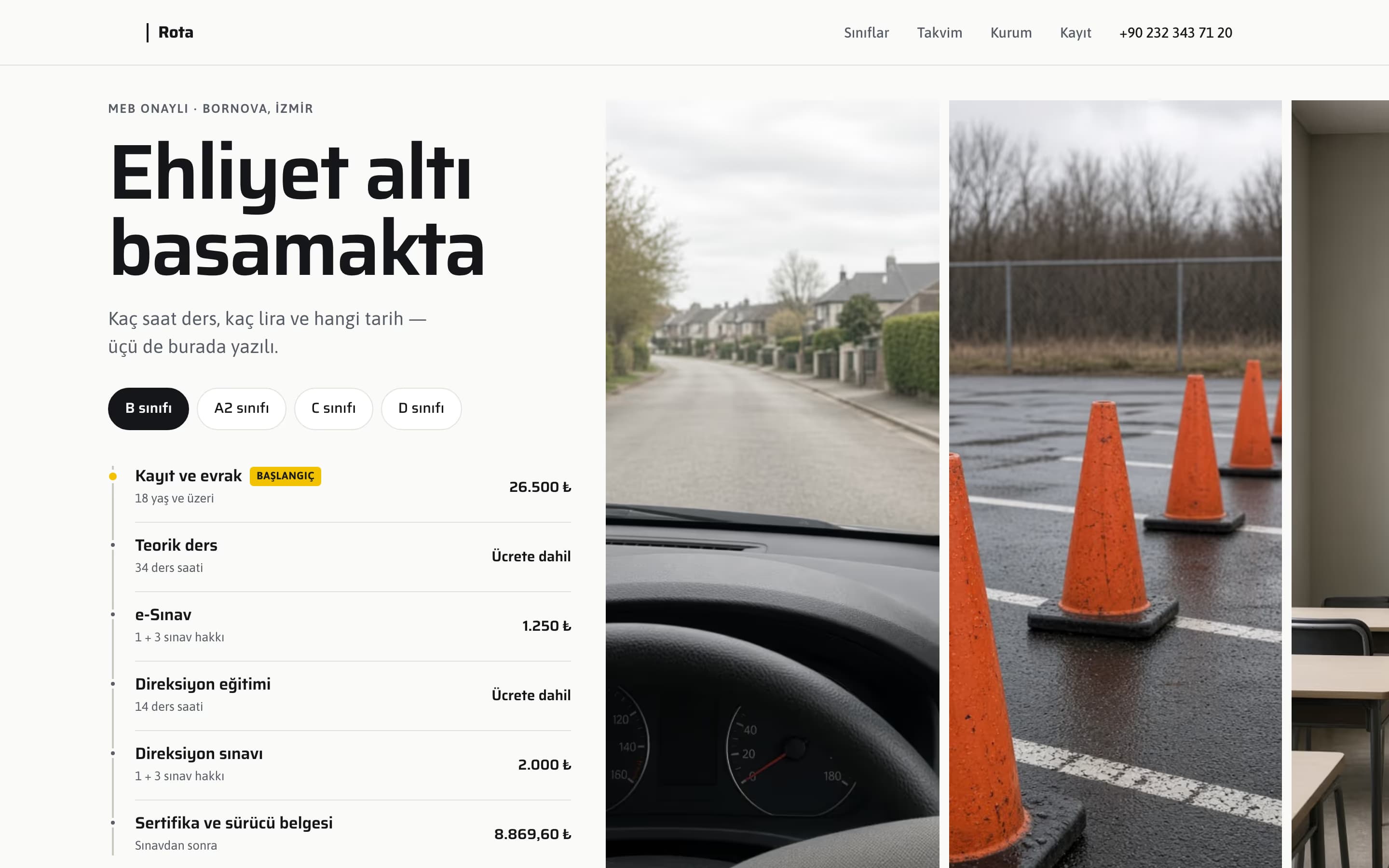 Sürücü Kursu — Rota Sürücü Kursu şablonunun ekran görüntüsü