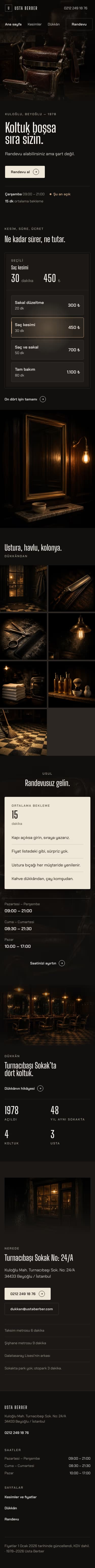 Berber — Usta Berber şablonunun telefon görünümü
