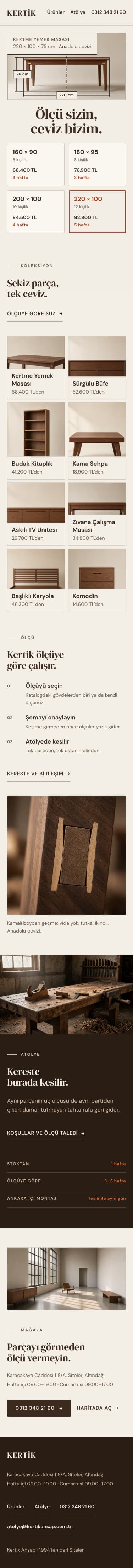 Mobilya — Kertik Ahşap şablonunun telefon görünümü
