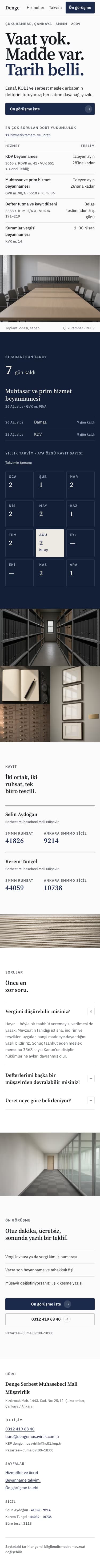 Mali Müşavir — Denge Mali Müşavirlik şablonunun telefon görünümü