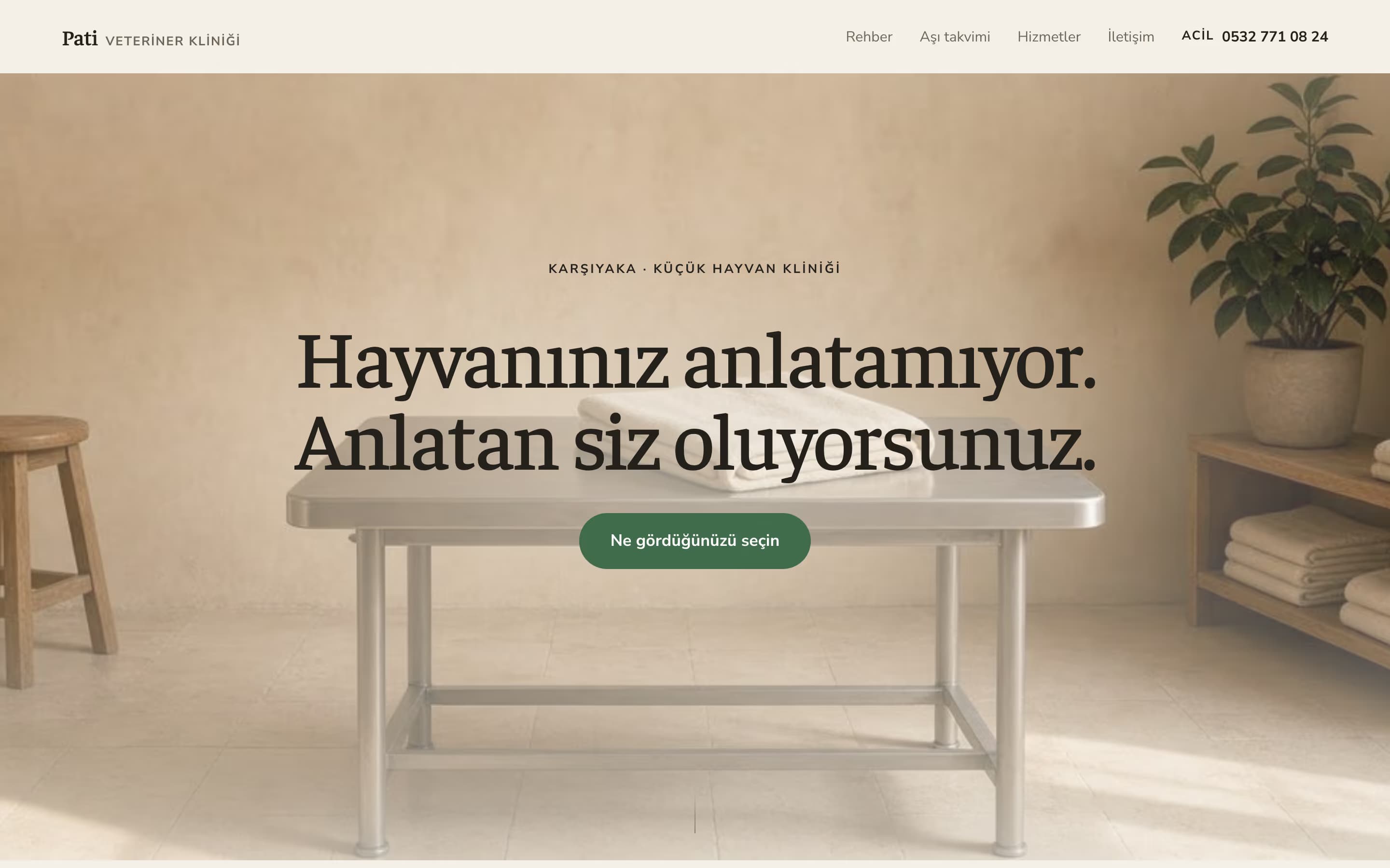 Veteriner — Pati Veteriner Kliniği şablonunun ekran görüntüsü