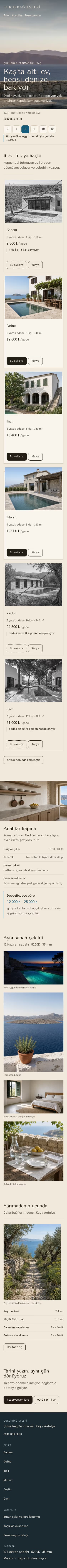 Villa — Çukurbağ Evleri, Kaş şablonunun telefon görünümü